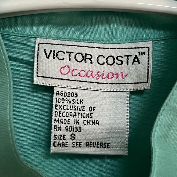 Vintage 90’s Victor Costa Occasion Silk Tunic Blouse - Embroidered with Flowers - Picture 4 of 10